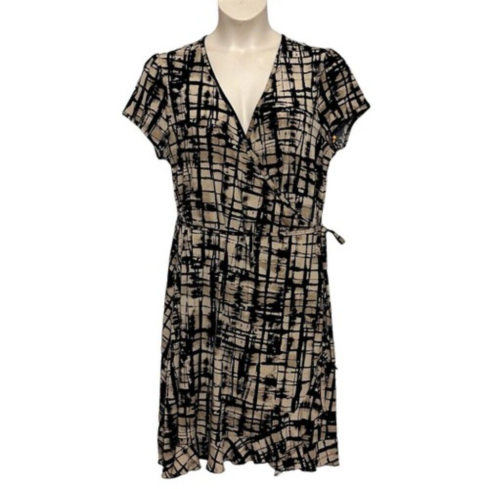 Apt 9 Black & Cream Wrap Dress - Size 2X